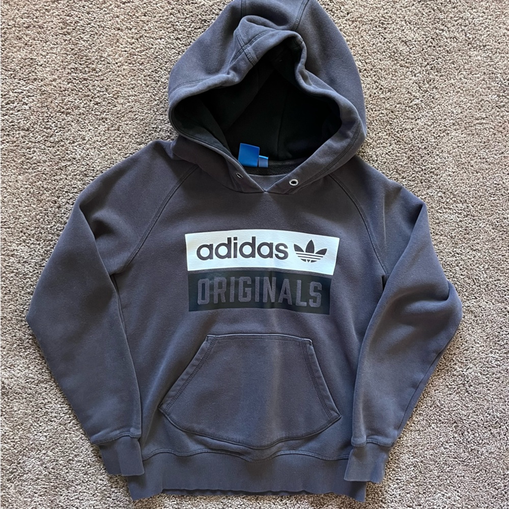 Gray and black adidas heavyweight hoodie